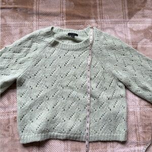 J. Crew pointelle crewneck heather honeydew Light Green Women's Sweater